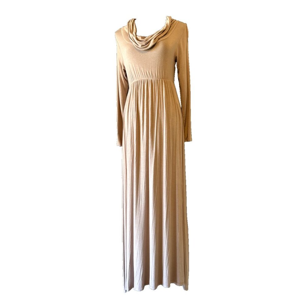 Mother Bee Maternity Long Sleeve Womens Ruched Dress with Pockets, Sz. Small